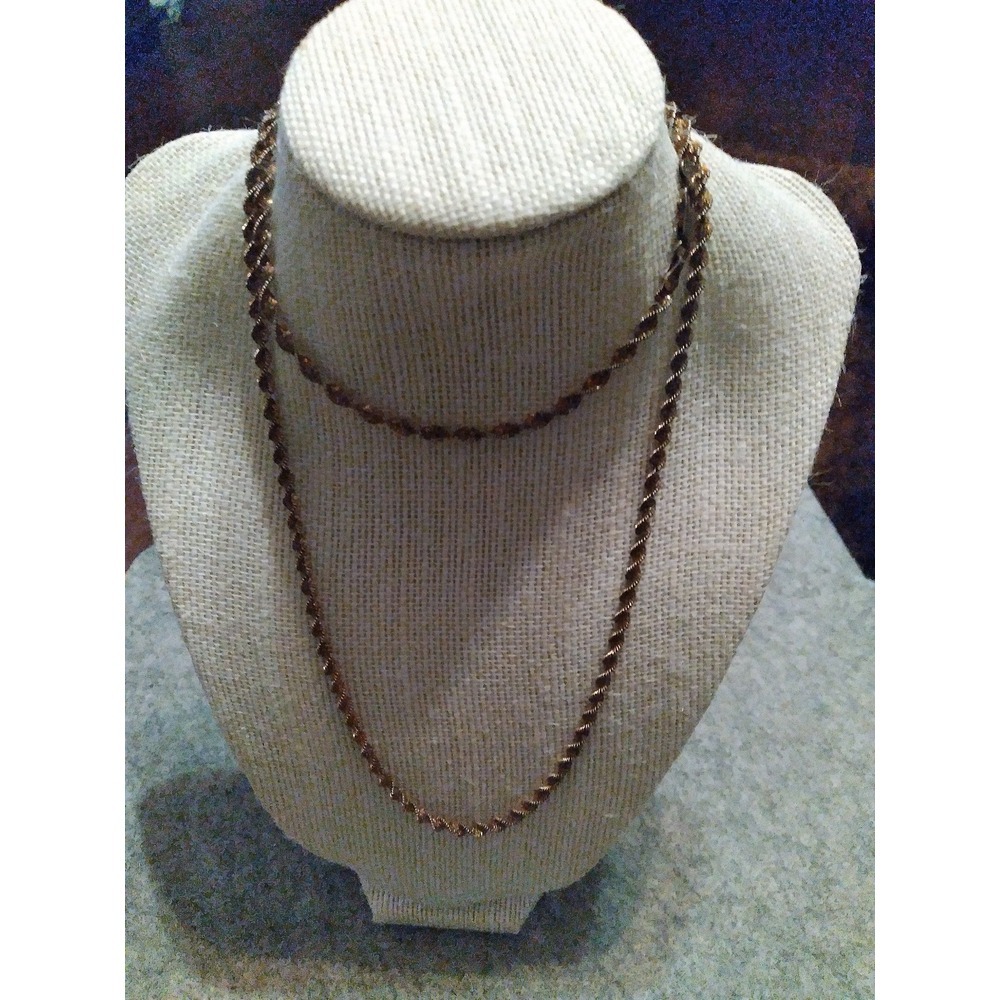 Gold Tone Twisted Rope Chain Necklace Long Layering Fashion Jewelry - Picture 1 of 2